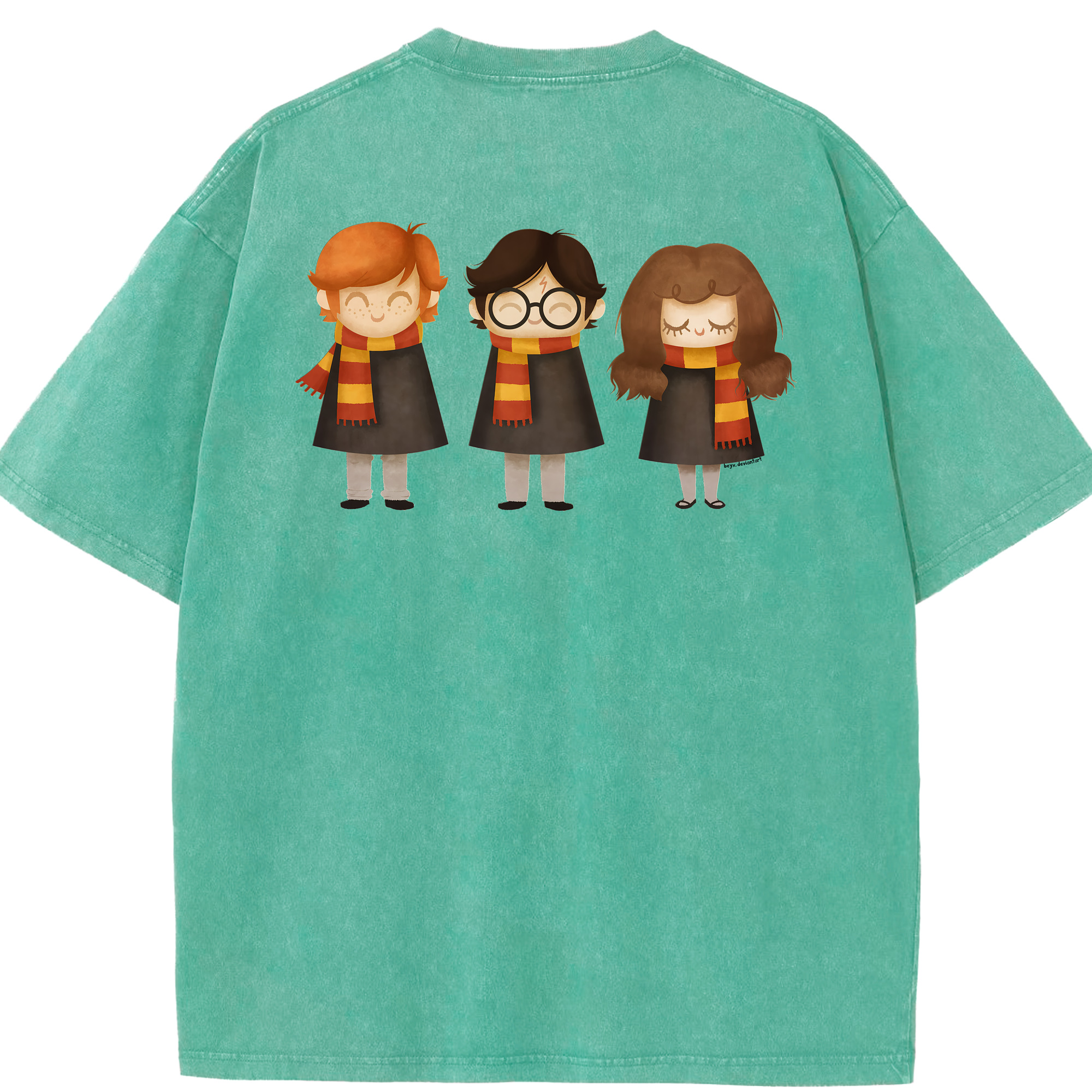 （画像用） Harry Potter ハリー・ポッターシリーズ 綿100% ヴィンテージ風 半袖Tシャツ（背面プリント）